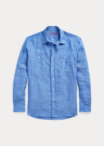 Ralph Lauren Linen Chambray Skjorter Herre Danmark (QFJCS3678)